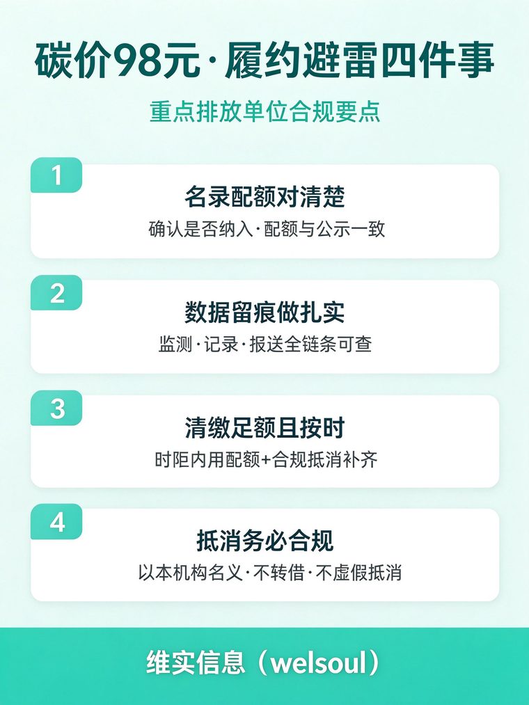 碳价98元时代，重点排放单位避免履约踩雷的四件事